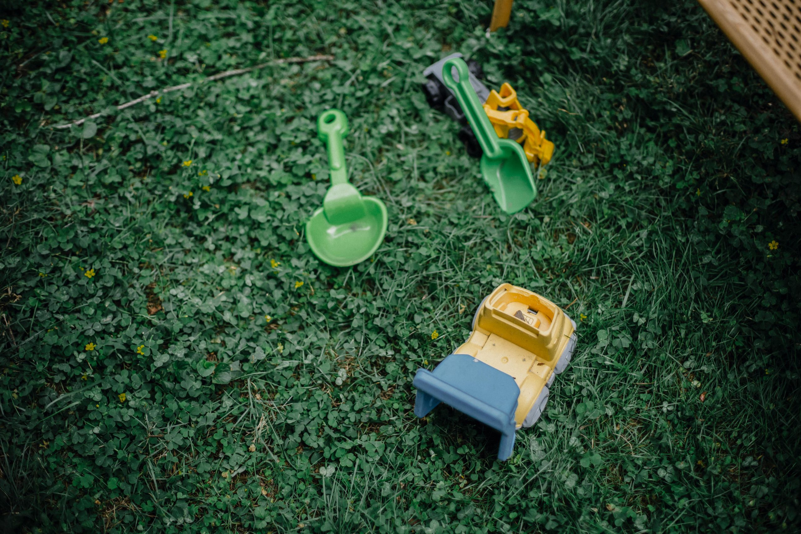 Plastic toys in garden
