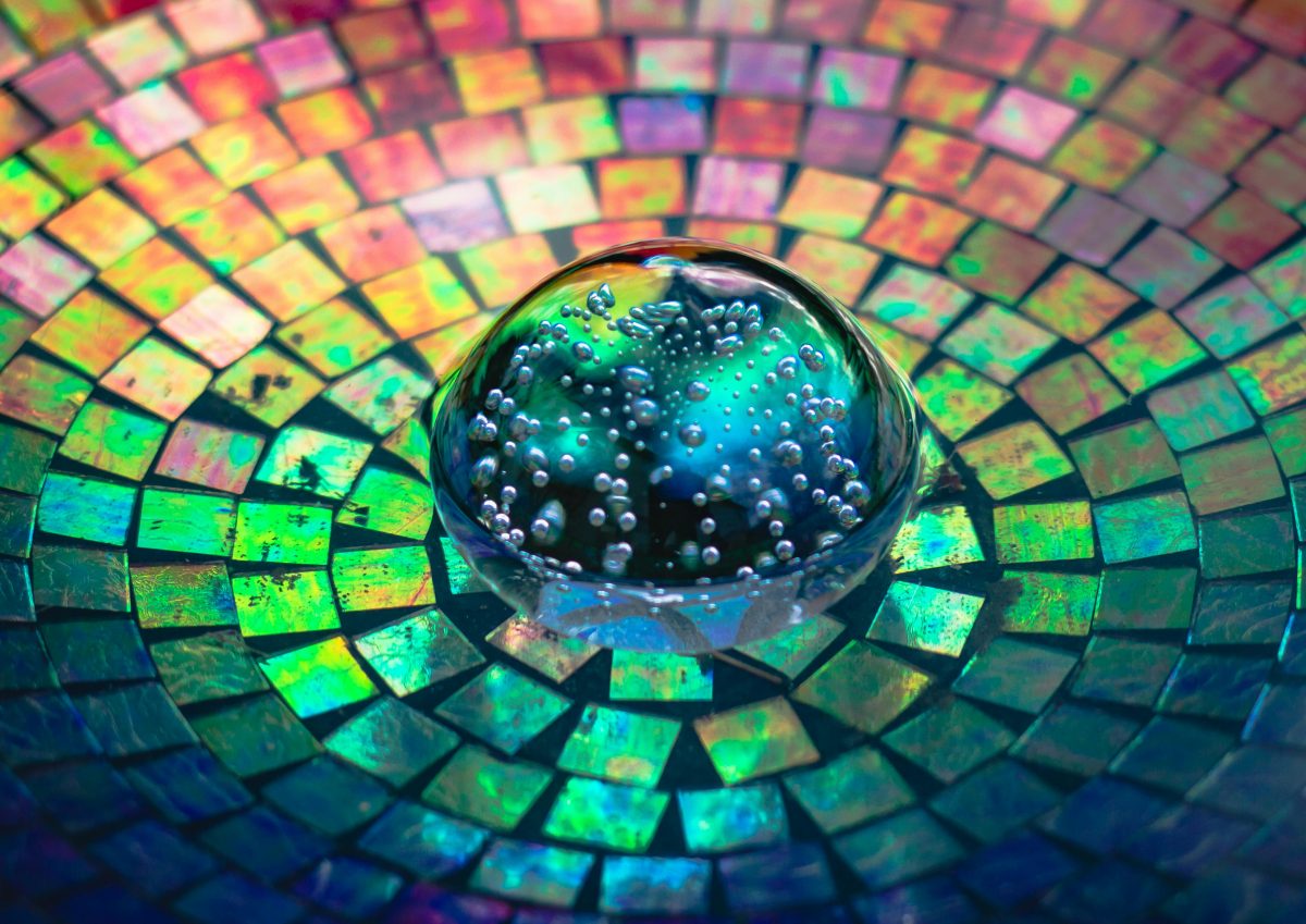 Glass on a colourful background
