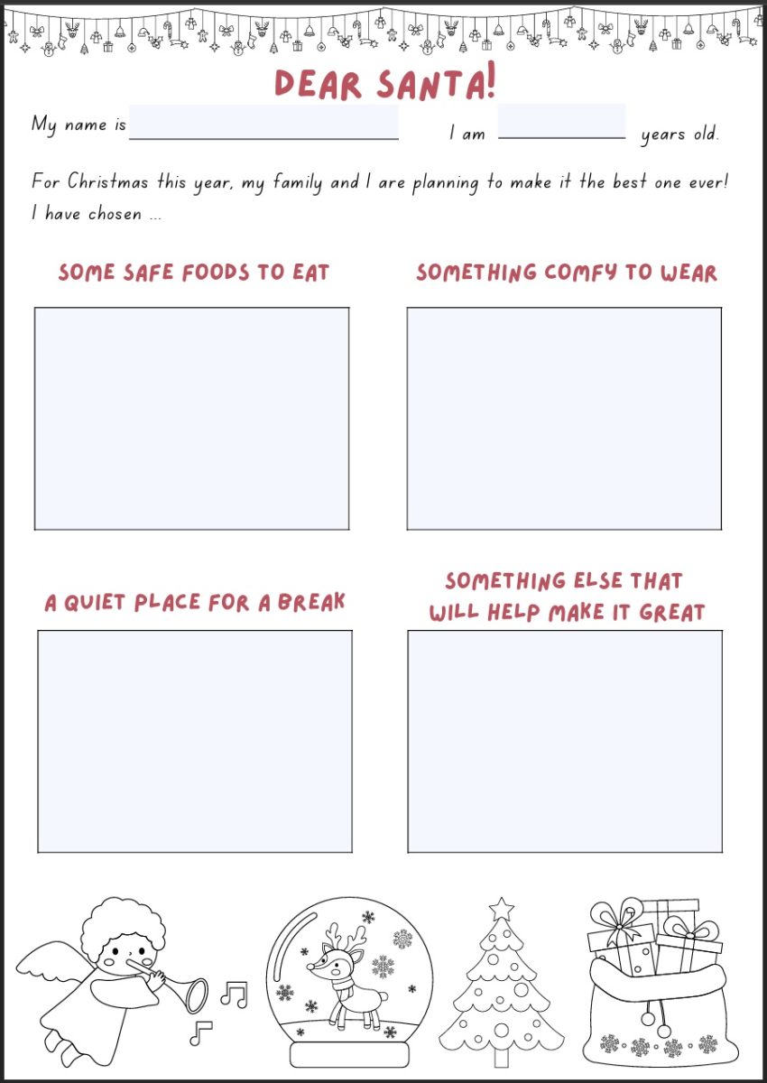 A screenshot of an editable Christmas planner with title 'Dear Santa!'