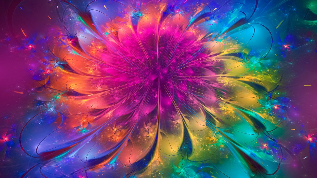 An abstract neon fractal image of a dandelion.