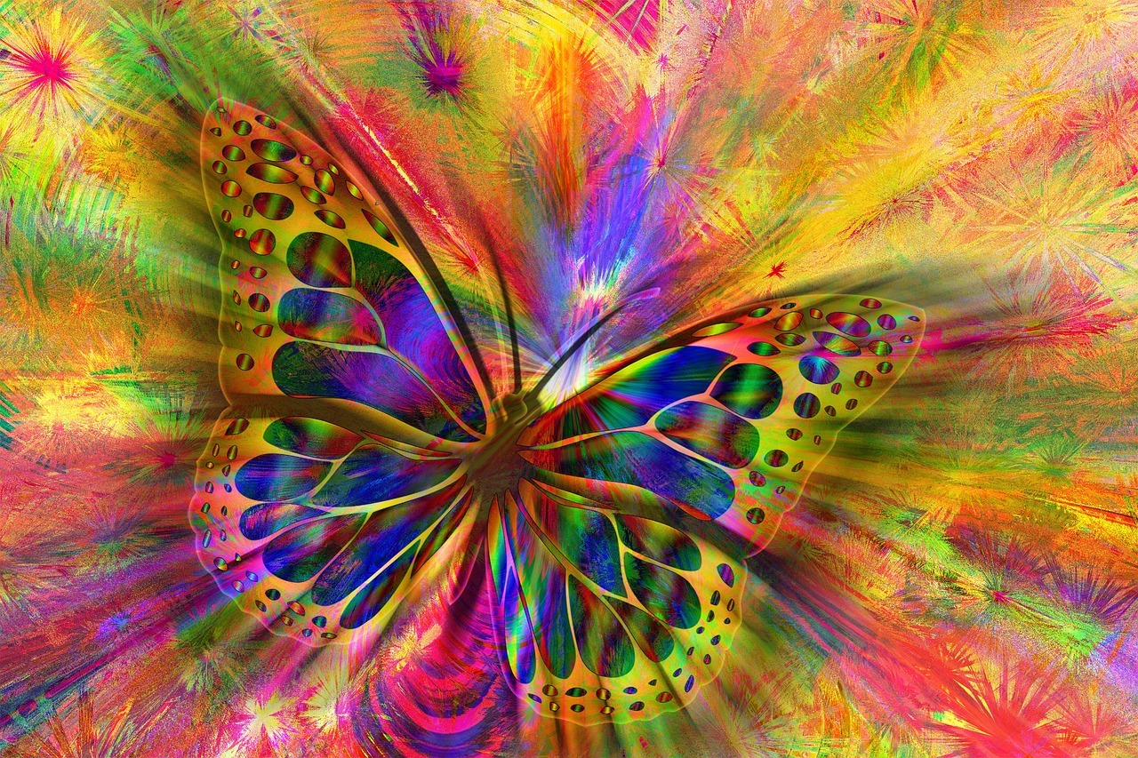 An abstract illustration of a butterfly sits atop a fractal background.