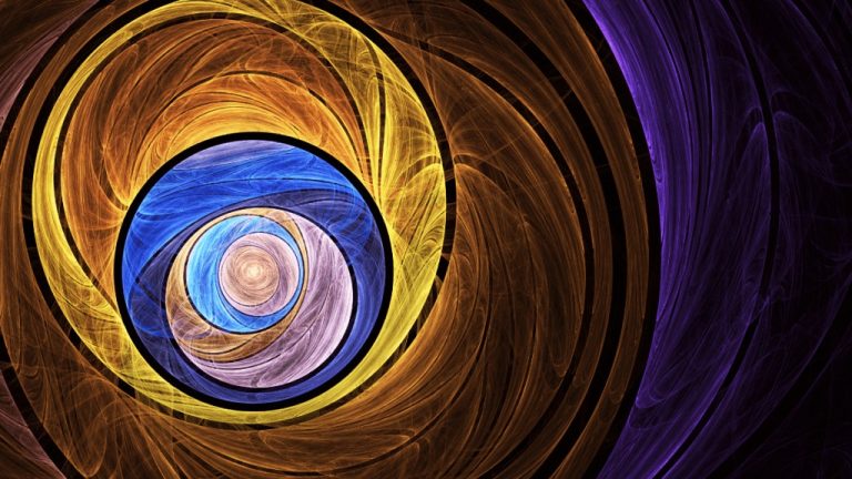 An abstract fractal image in a spiral formation.