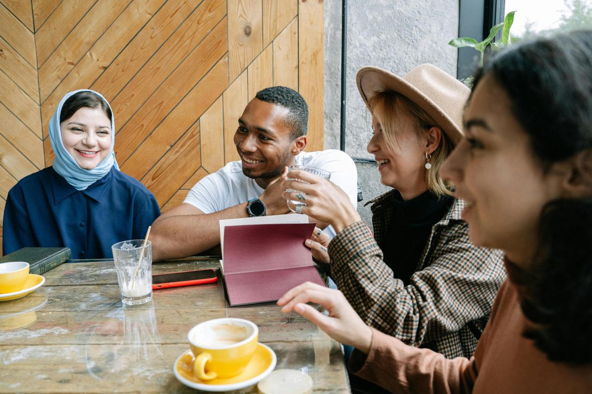 A group of friends catching up