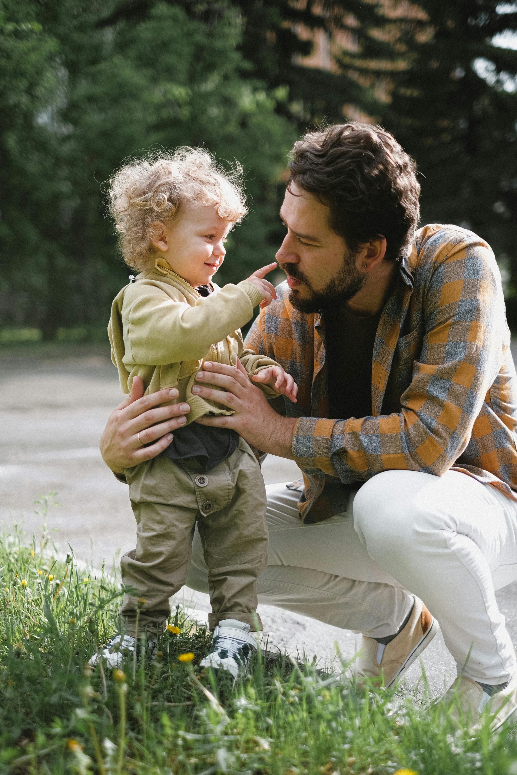 Father and son in the park